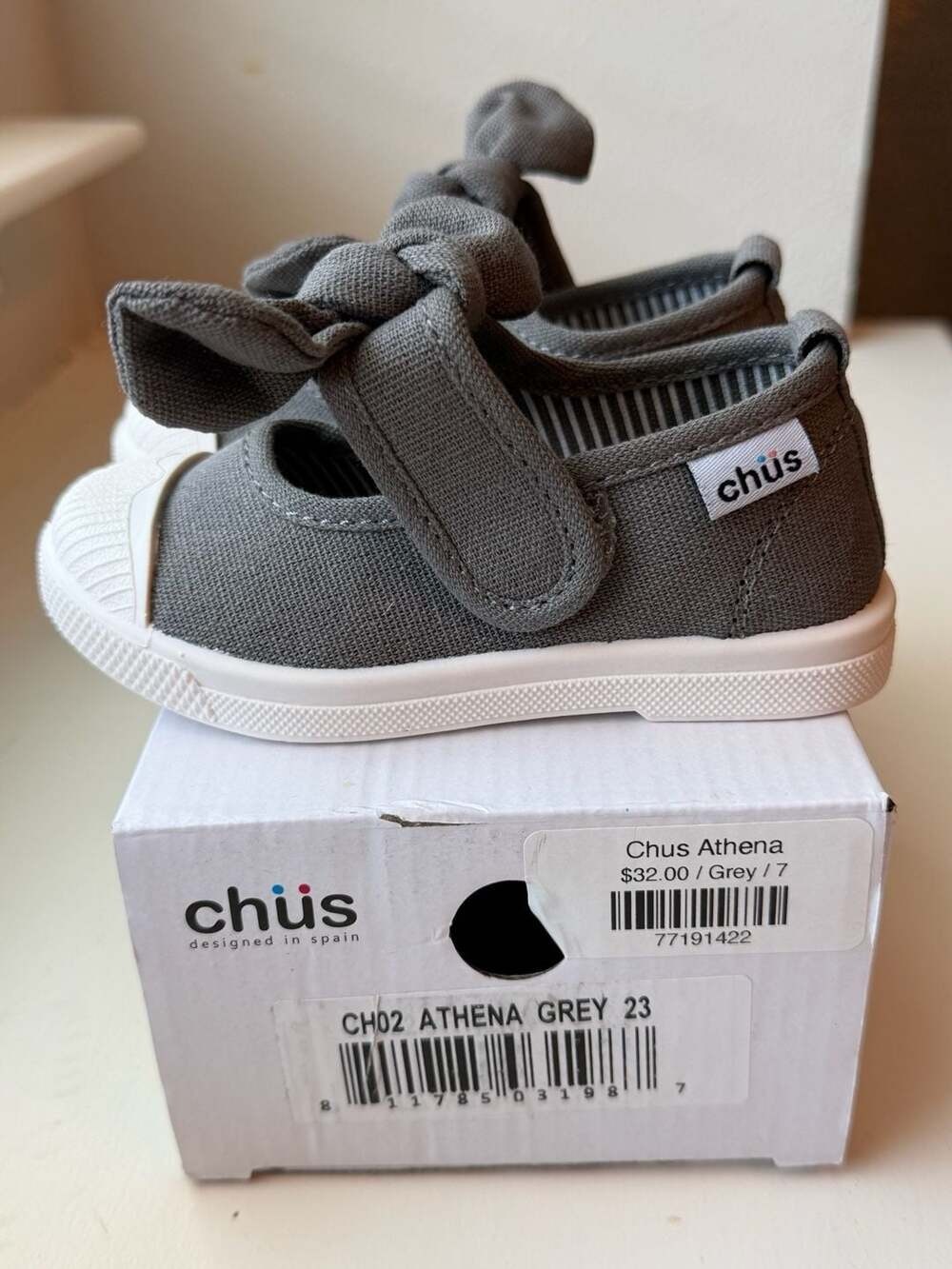 Chus Athena Grey Bow Mary Jane Shoes Size 23 (Size 7)